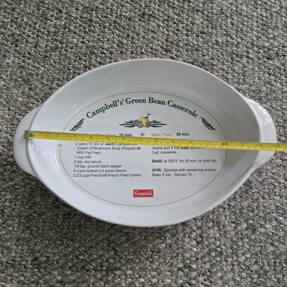 Campbell's Casserole Dish Large 16x11 Green Bean Recipe Ceramic Baker 2006